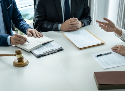 Businesspeople and Male lawyer consult and conference having tea